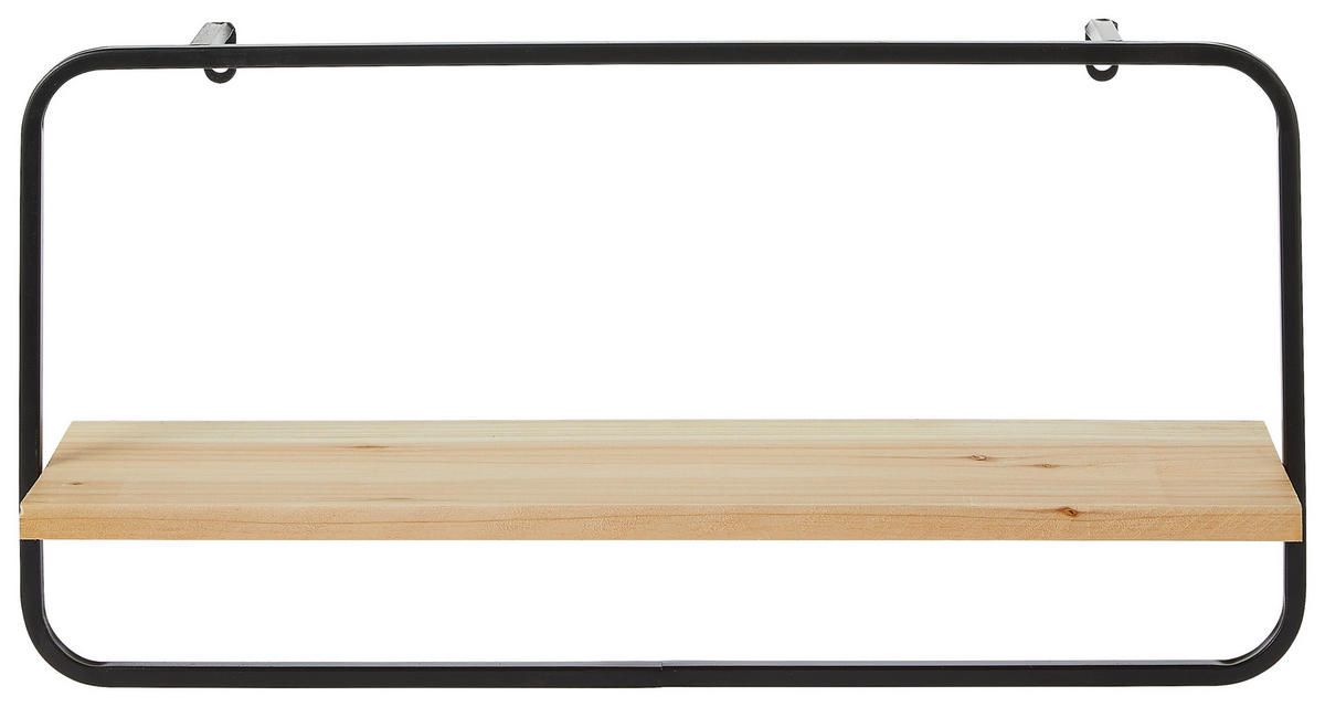 WANDREGAL Tanne massiv Schwarz  - Schwarz, Basics, Holz/Metall (60/15/30cm) - Ambia Home