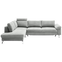 ECKSOFA in Velours Hellgrau  - Chromfarben/Hellgrau, Design, Textil/Metall (200/282cm) - Pure Home Lifestyle