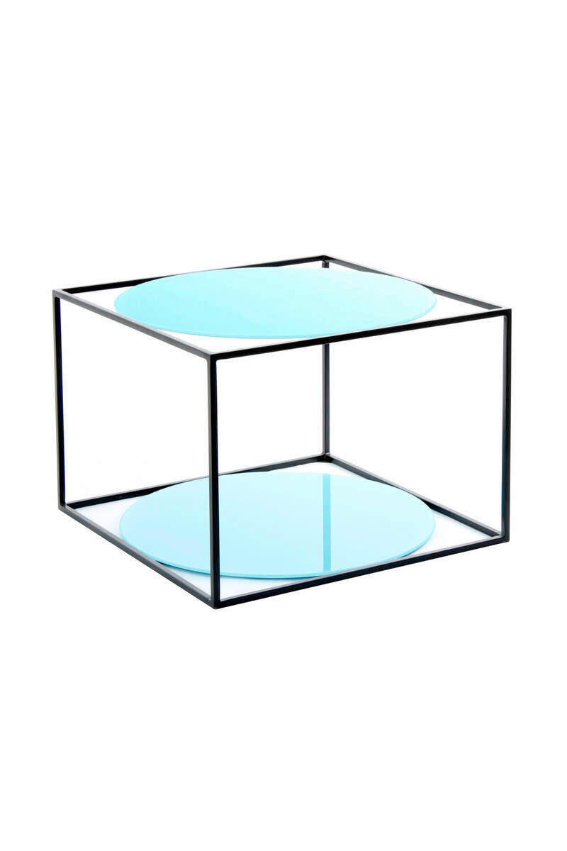 SIDOBORD i metall, glas 50/50/36 cm  - blå/svart, Basics, metall/glas (50/50/36cm) - Kayoom