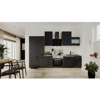 KÜCHENBLOCK 310 cm   in Schwarz, Eichefarben  - Eichefarben/Schwarz, Basics, Holzwerkstoff/Metall (310cm) - FlexWell