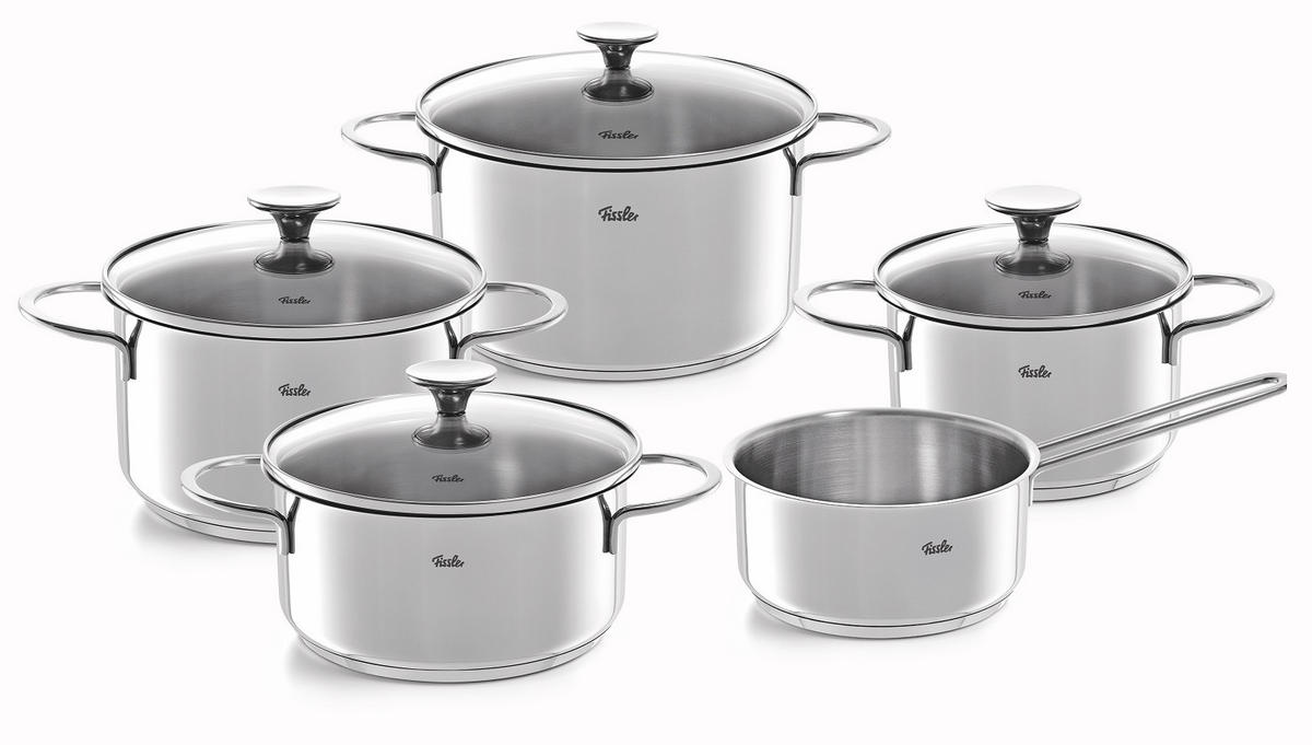 KOCHTOPFSET Copenhagen 5-teilig  - Basics, Glas/Metall - Fissler