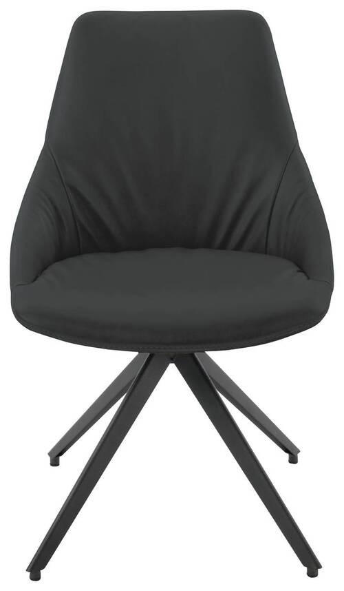 STUHL Echtleder Schwarz, Anthrazit  - Anthrazit/Schwarz, Design, Leder/Metall (55/87/62cm) - Bert Plantagie