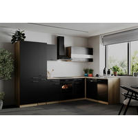 HÖRNKÖK 310/172 cm  i svart  - stålfärgad/svart, Basics, metall/trämaterial (310/172cm) - Respekta