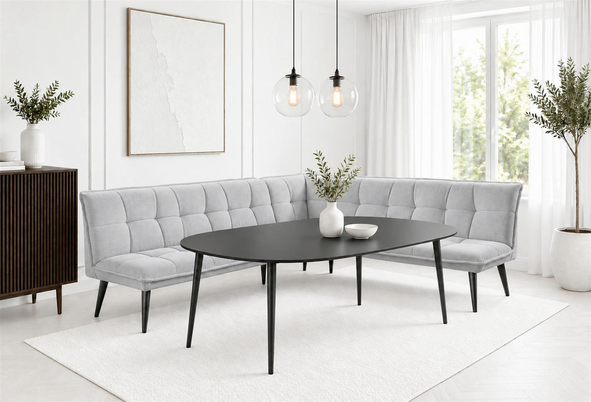 KLUPA KUTNA  srebrne boje  drvo, tekstil, drvni materijal      - srebrne boje/crna, Moderno, drvni materijal/drvo (260/201cm) - Livetastic