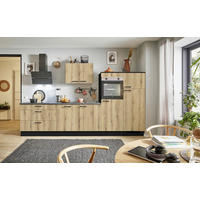 KÜCHENBLOCK PN 100 320 cm  in Graphitfarben, Eichefarben  - Eichefarben/Schwarz, Design, Holzwerkstoff/Metall (320cm) - Pino