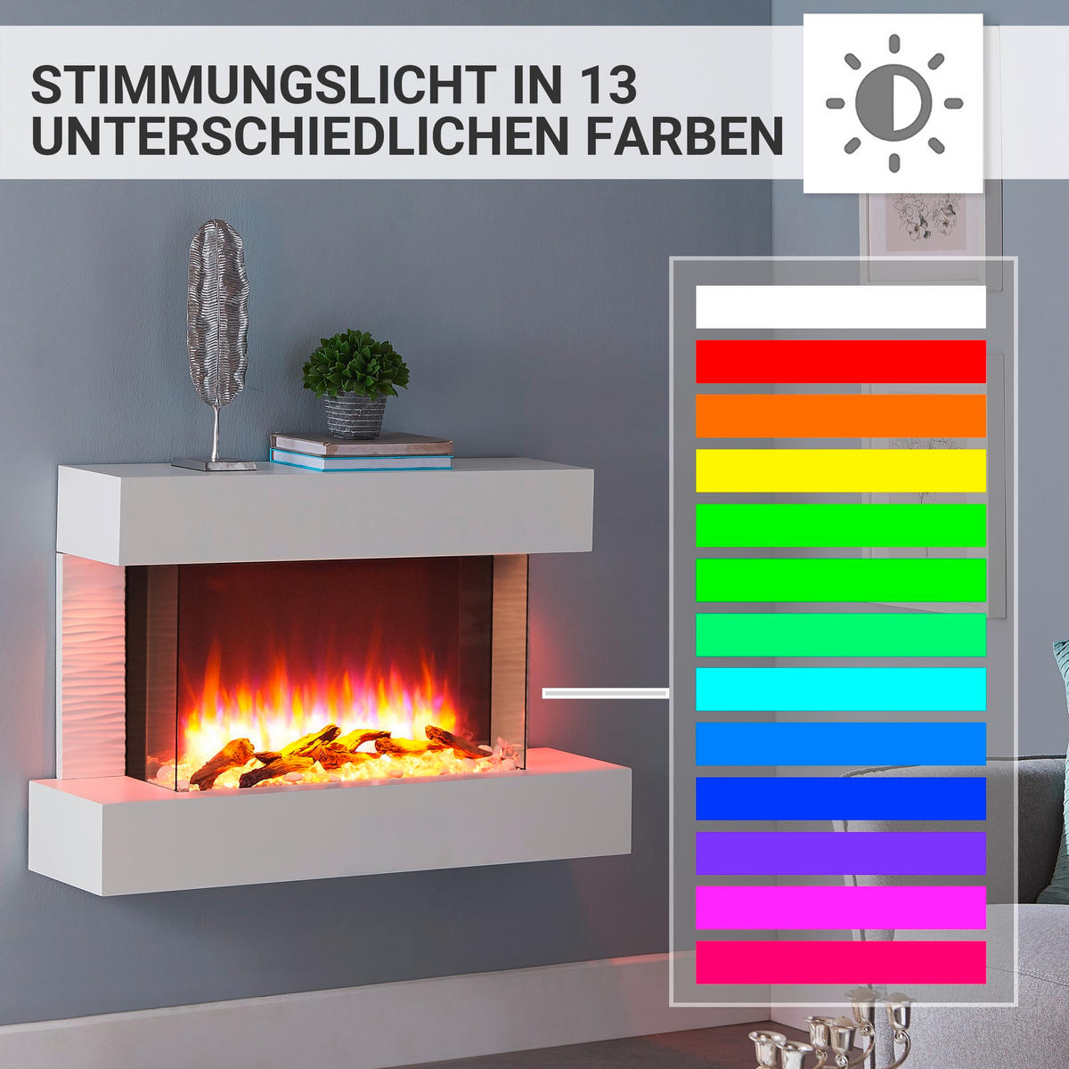 ELEKTROKAMIN - Weiß, Basics, Holzwerkstoff/Metall (100/63/24cm)