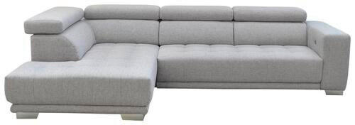 ECKSOFA Hellgrau Chenille  - Chromfarben/Hellgrau, Design, Textil (207/301cm) - Xora