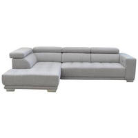 ECKSOFA in Chenille Hellgrau  - Chromfarben/Hellgrau, Design, Textil (207/301cm) - Xora