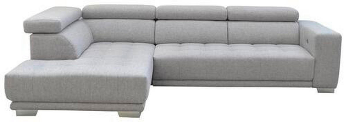 ECKSOFA in Chenille Hellgrau  - Chromfarben/Hellgrau, Design, Textil (207/301cm) - Xora