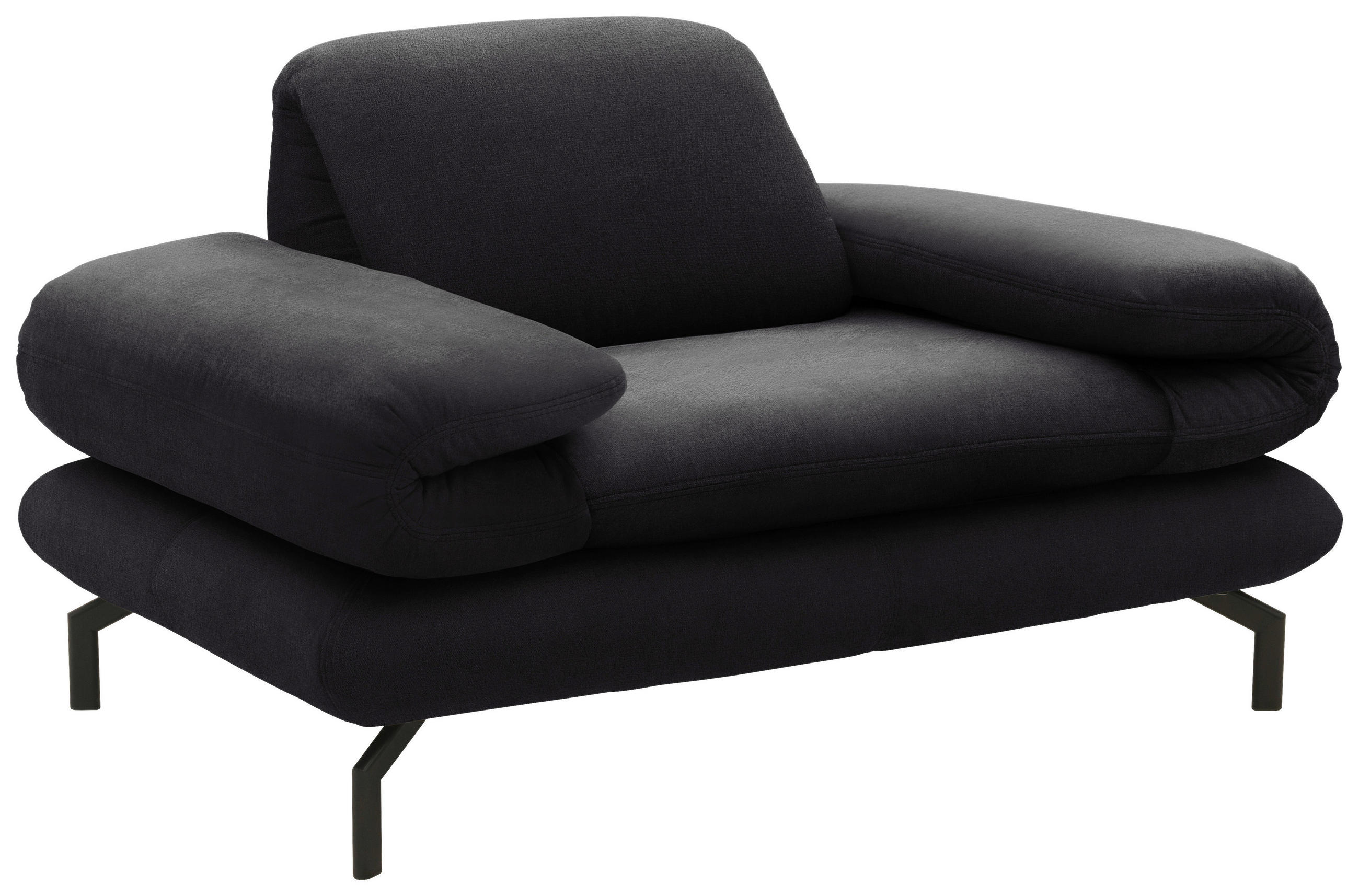 SESSEL Webstoff Anthrazit    - Anthrazit/Schwarz, Design, Textil/Metall (139 (197)/83 (110)/98cm) - LOOKS by W.Joop