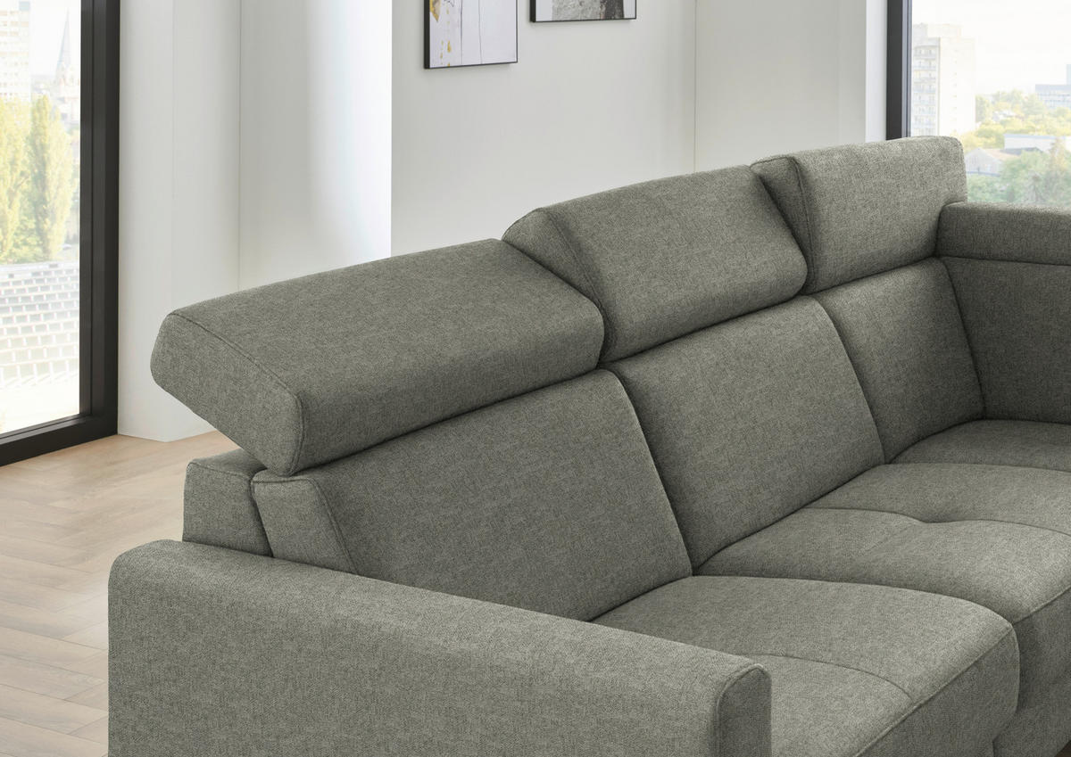 ECKSOFA Beldomo System in Flachgewebe Hellgrau  276/214 cm  - Hellgrau/Schwarz, KONVENTIONELL, Textil/Metall (276/214cm) - Beldomo System