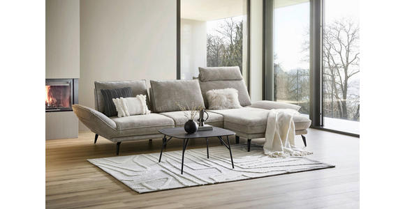 ECKSOFA inkl. Funktionen Beige Mikrofaser Armteilverstellung, Sitztiefenverstellung, Kopfstütze  - Beige/Schwarz, Design, Textil/Metall (325/170cm) - Novel