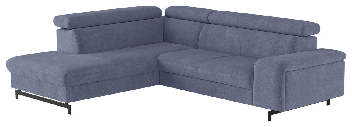 ECKSOFA in Chenille Blau  - Blau/Schwarz, Textil/Metall (215/262cm) - MID.YOU