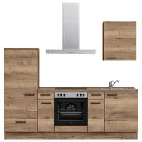 KÜCHENLEERBLOCK 240 cm   in Eiche dunkel  - Eiche dunkel/Schwarz, MODERN, Holzwerkstoff/Metall (240cm) - Nobilia