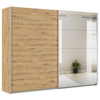 SCHWEBETÜRENSCHRANK  in Eiche Artisan  - Alufarben/Eiche Artisan, KONVENTIONELL, Glas/Holzwerkstoff (271/229/62cm) - Xora