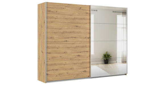 SCHWEBETÜRENSCHRANK  in Eiche Artisan  - Alufarben/Eiche Artisan, KONVENTIONELL, Glas/Holzwerkstoff (271/210/62cm) - Xora