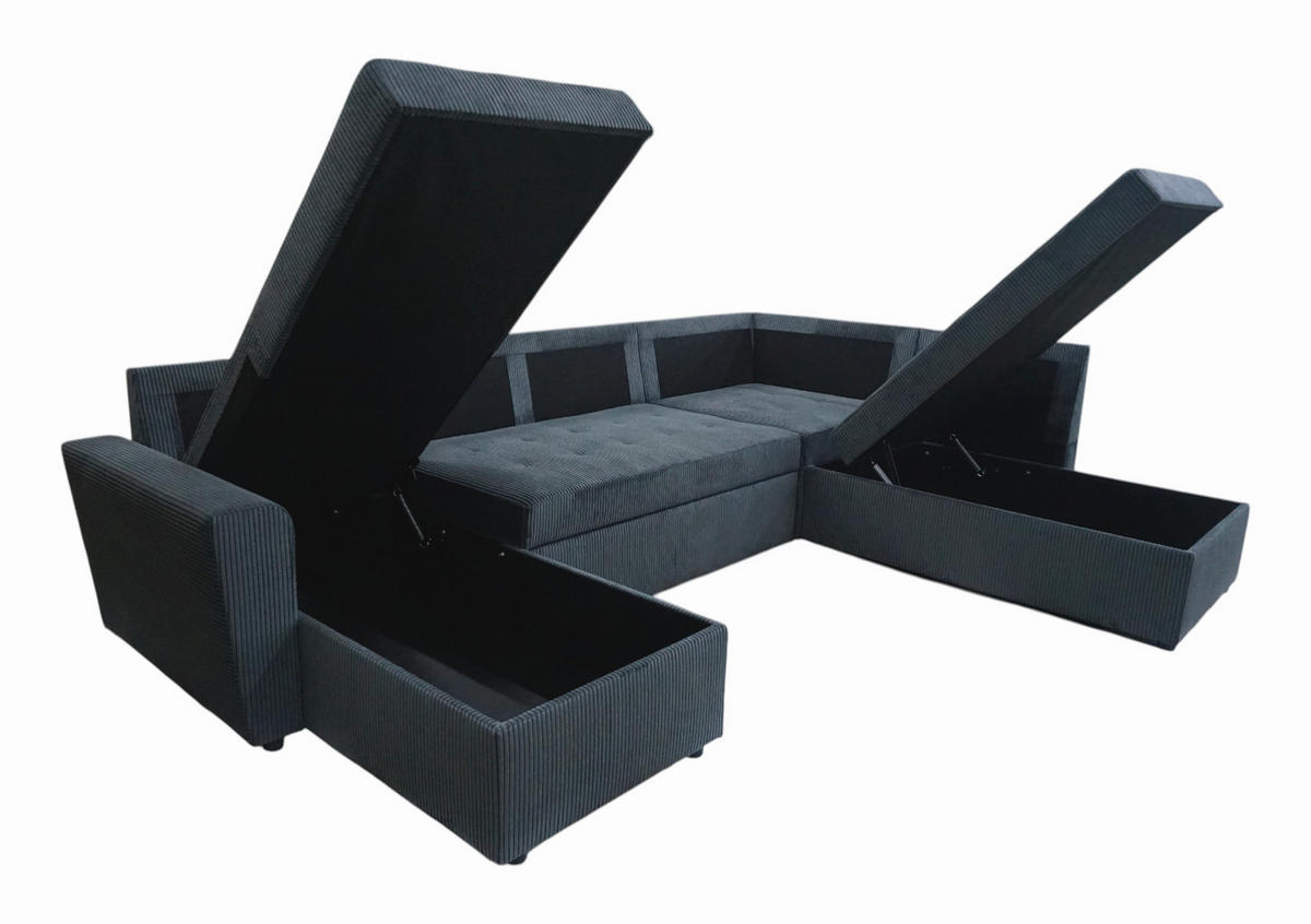 WOHNLANDSCHAFT TERMOLI Anthrazit Cord  - Anthrazit/Schwarz, Design, Kunststoff/Textil (212/297/155cm) - MID.YOU