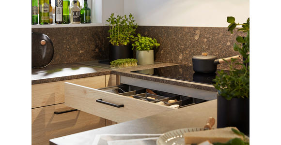EINBAUKÜCHE - Eichefarben/Anthrazit, Design, Holzwerkstoff - Dieter Knoll