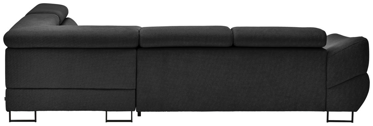 ECKSOFA in Webstoff Schwarz  - Schwarz, Design, Textil/Metall (280/235cm) - Hom`in