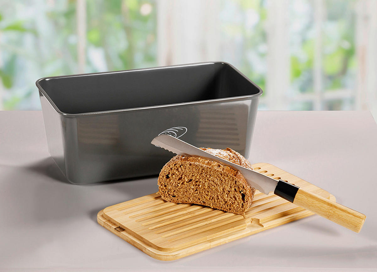 BROTBOX  - Hellbraun/Grau, Basics, Naturmaterialien/Kunststoff (34/18/13.5cm) - Kesper