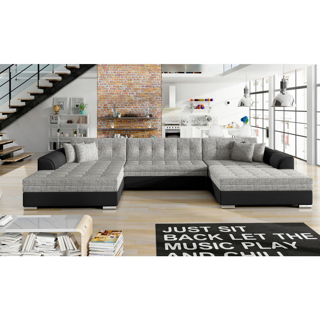 MID.YOU SEDACIA SÚPRAVA, textil, sivá, čierna