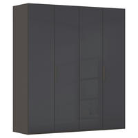 DREHTÜRENSCHRANK 201/235/61 cm,  in Graphitfarben, 4-türig  - Graphitfarben, Basics, Glas/Holzwerkstoff (201/235/61cm) - Novel