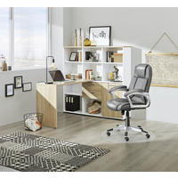 CHEFSESSEL Lederlook Grau, Silberfarben  - Silberfarben/Weiß, Design, Kunststoff/Textil (65/109-119/65cm) - Carryhome