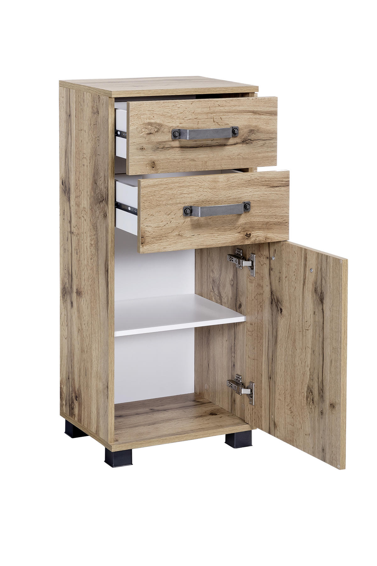 UNTERSCHRANK 40,3/94,8/32 cm   - Eichefarben/Schwarz, KONVENTIONELL, Holzwerkstoff/Metall (40,3/94,8/32cm) - MID.YOU