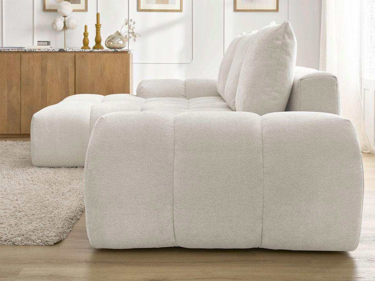 ECKSCHLAFSOFA EVEREST  mit Rücken echt Struktur Weiß  - Schwarz/Weiß, MODERN, Kunststoff/Textil (180/318cm) - Livetastic