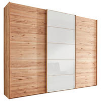 SCHWEBETÜRENSCHRANK 250/236/67 cm 3-türig Weiß, Buchefarben  - Buchefarben/Weiß, Natur, Glas/Holz (250/236/67cm) - Linea Natura