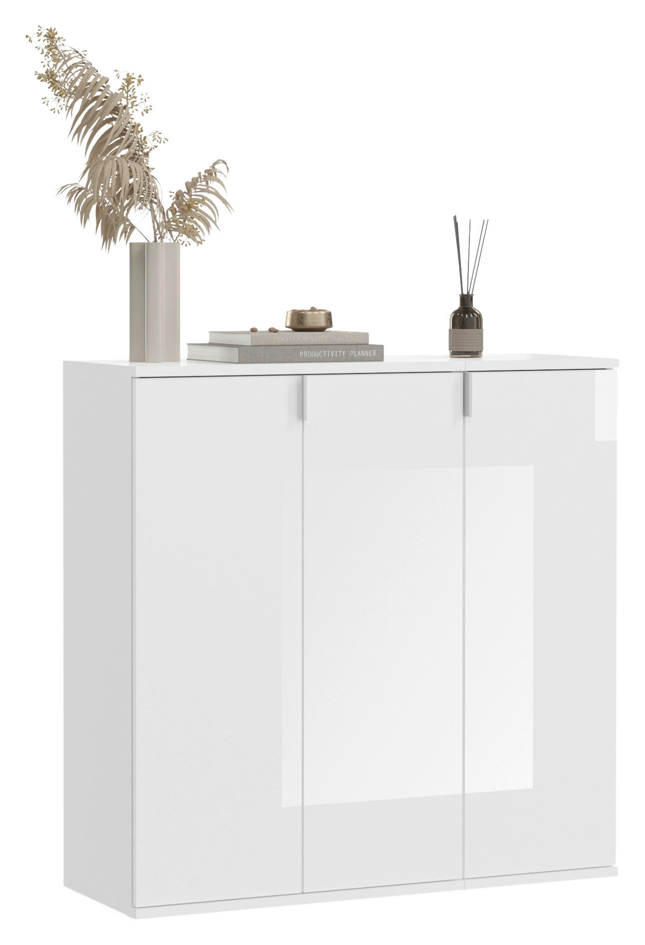 KOMODA, biela s vysokým leskom, 91/99/34 cm - biela s vysokým leskom, Modern, kompozitné drevo (91/99/34cm) - MID.YOU