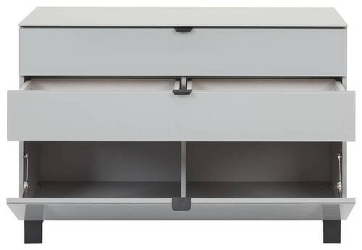 SIDEBOARD 110,1/73,1/52,5 cm  in Grau, Hellgrau  - Hellgrau/Schwarz, Design, Glas/Holzwerkstoff (110,1/73,1/52,5cm) - Hom`in