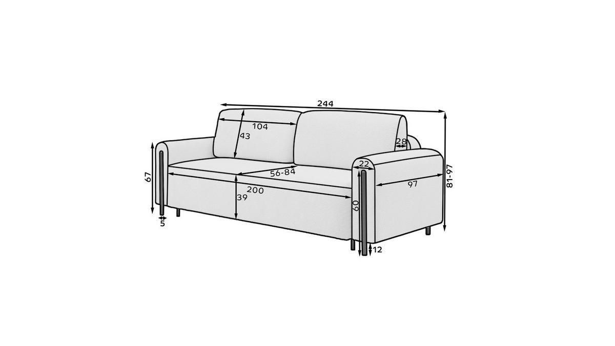 SCHLAFSOFA Hellrot  - Eichefarben/Hellrot, Design, Holz/Textil (244/97/97cm) - MID.YOU