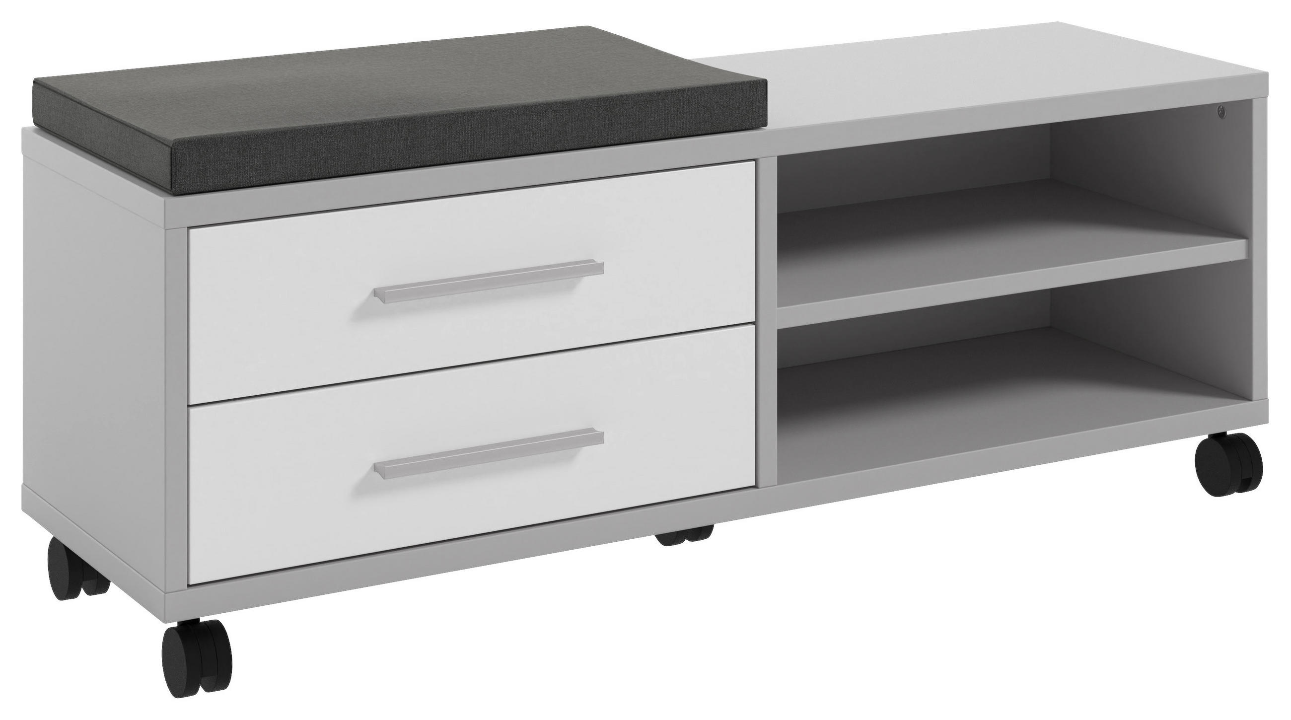 ROLLCONTAINER Weiß, Hellgrau  - Hellgrau/Alufarben, MODERN, Glas/Holzwerkstoff (133/52,3/40cm)