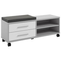 ROLLCONTAINER Weiß, Hellgrau  - Hellgrau/Alufarben, MODERN, Glas/Holzwerkstoff (133/52,3/40cm)