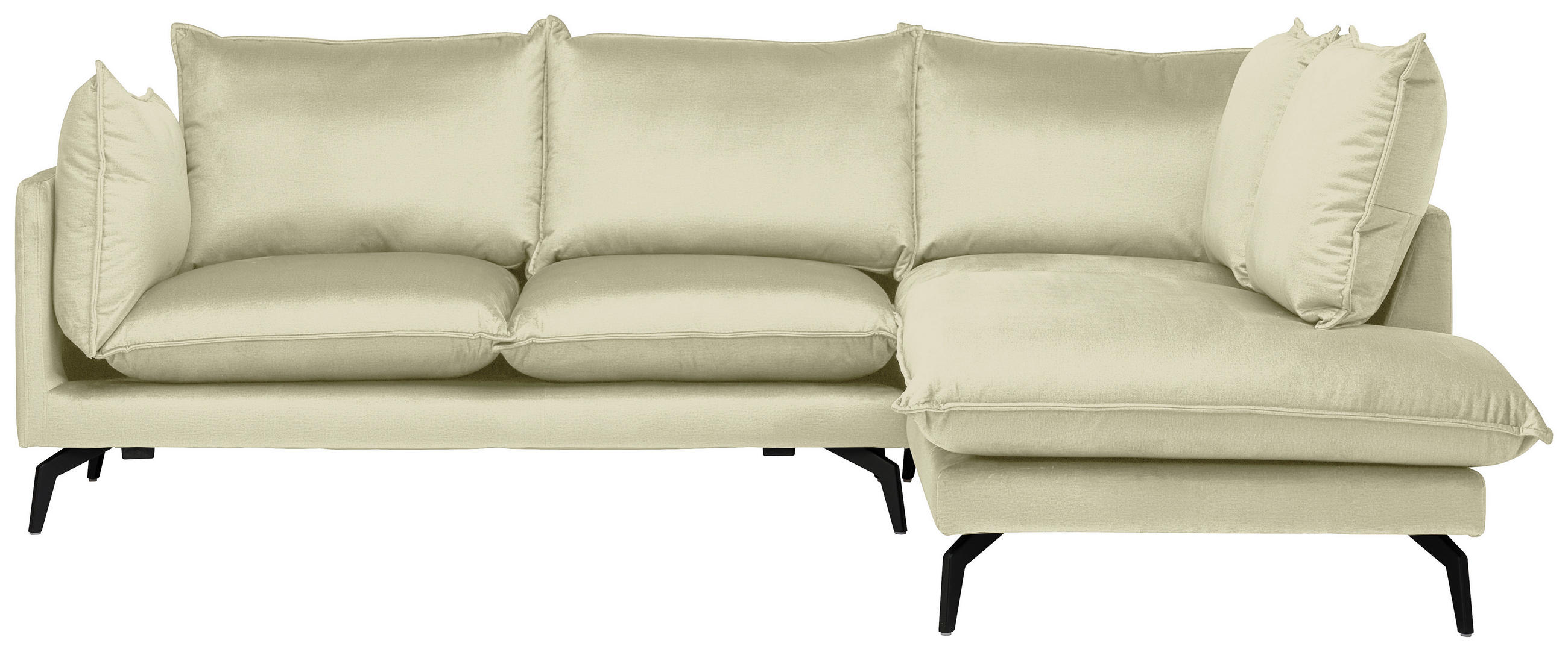 ECKSOFA Creme Samt  - Creme/Schwarz, Design, Textil/Metall (241/200cm) - Carryhome