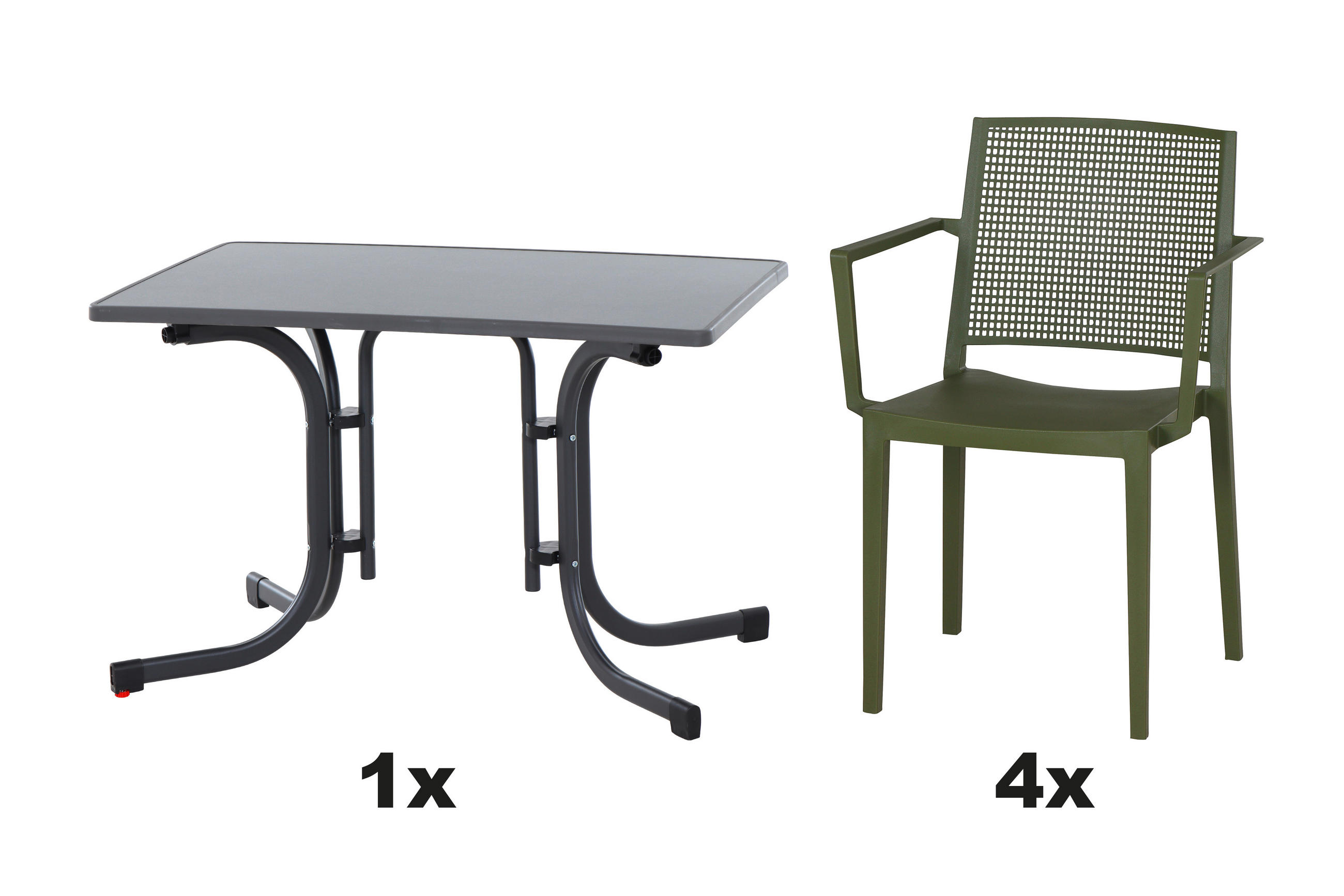 GARTENGARNITUR 5-teilig Stahl  - Anthrazit/Grün, Basics, Kunststoff/Metall (70/80/110cm) - Siena Garden