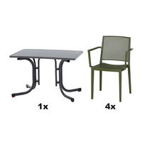 GARTENGARNITUR 5-teilig Stahl  - Anthrazit/Grün, Basics, Kunststoff/Metall (70/80/110cm) - Siena Garden