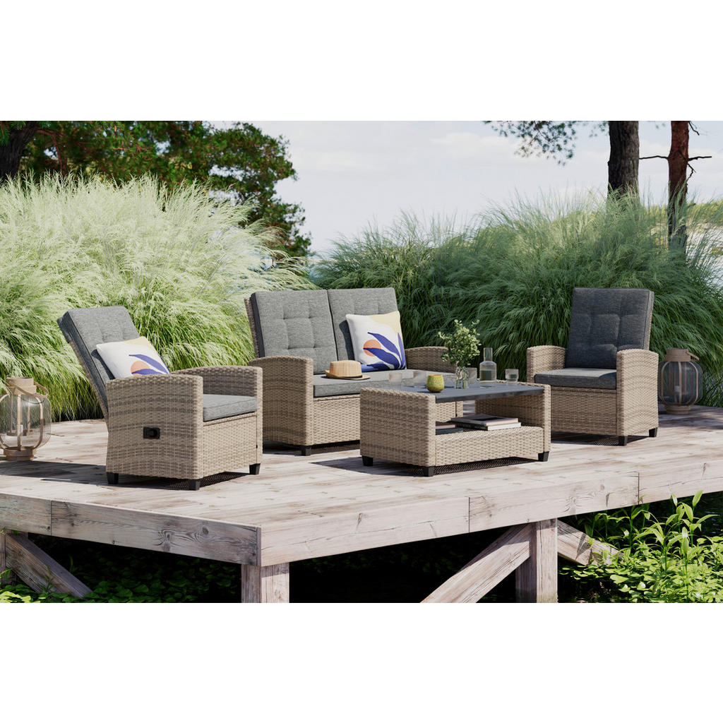 Ambia Garden SÚPRAVA ZÁHRADNÉHO NÁBYTKU 4-dielne, kov, plast, textil
