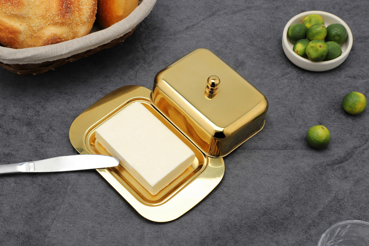 BUTTERDOSE Metall  - Goldfarben, Basics, Metall (18,5/12,2/7,0cm) - Echtwerk