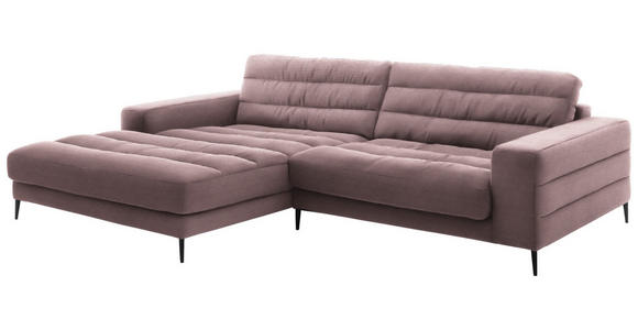 ECKSOFA in Cord Altrosa  - Schwarz/Altrosa, Design, Textil/Metall (207/296cm) - Dieter Knoll