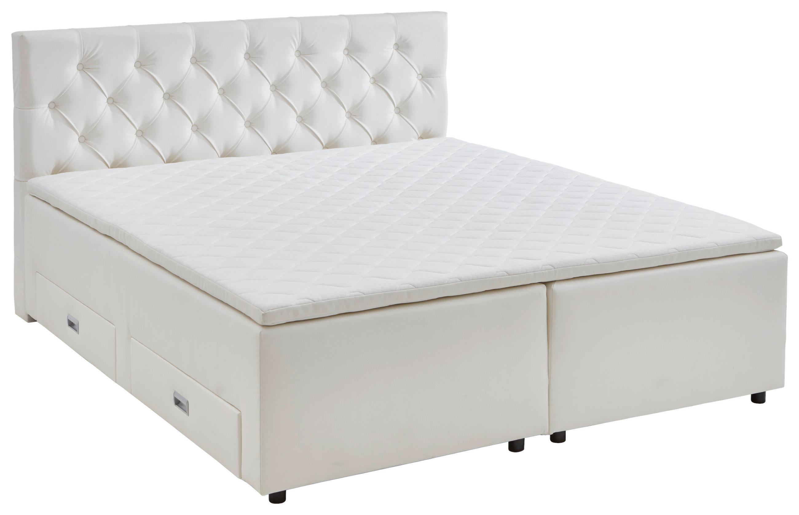 Cama box spring con colchón tela color crema 80x200 cm - referencia  Mqm-3140734