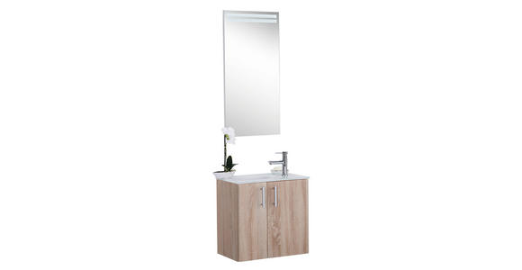 GÄSTEBAD 50 cm - Eichefarben/Weiß, Design, Holzwerkstoff/Stein (50cm) - Novel