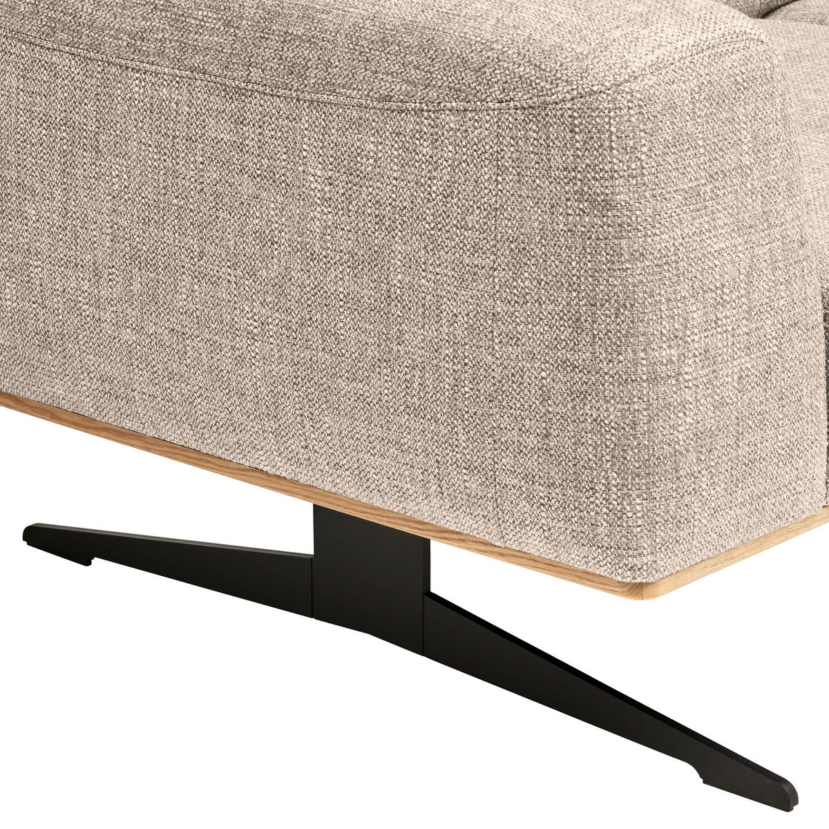 3-SITZER-SOFA Struktur Sandfarben  - Sandfarben/Schwarz, Design, Textil/Metall (205/76-97/102cm) - Novel