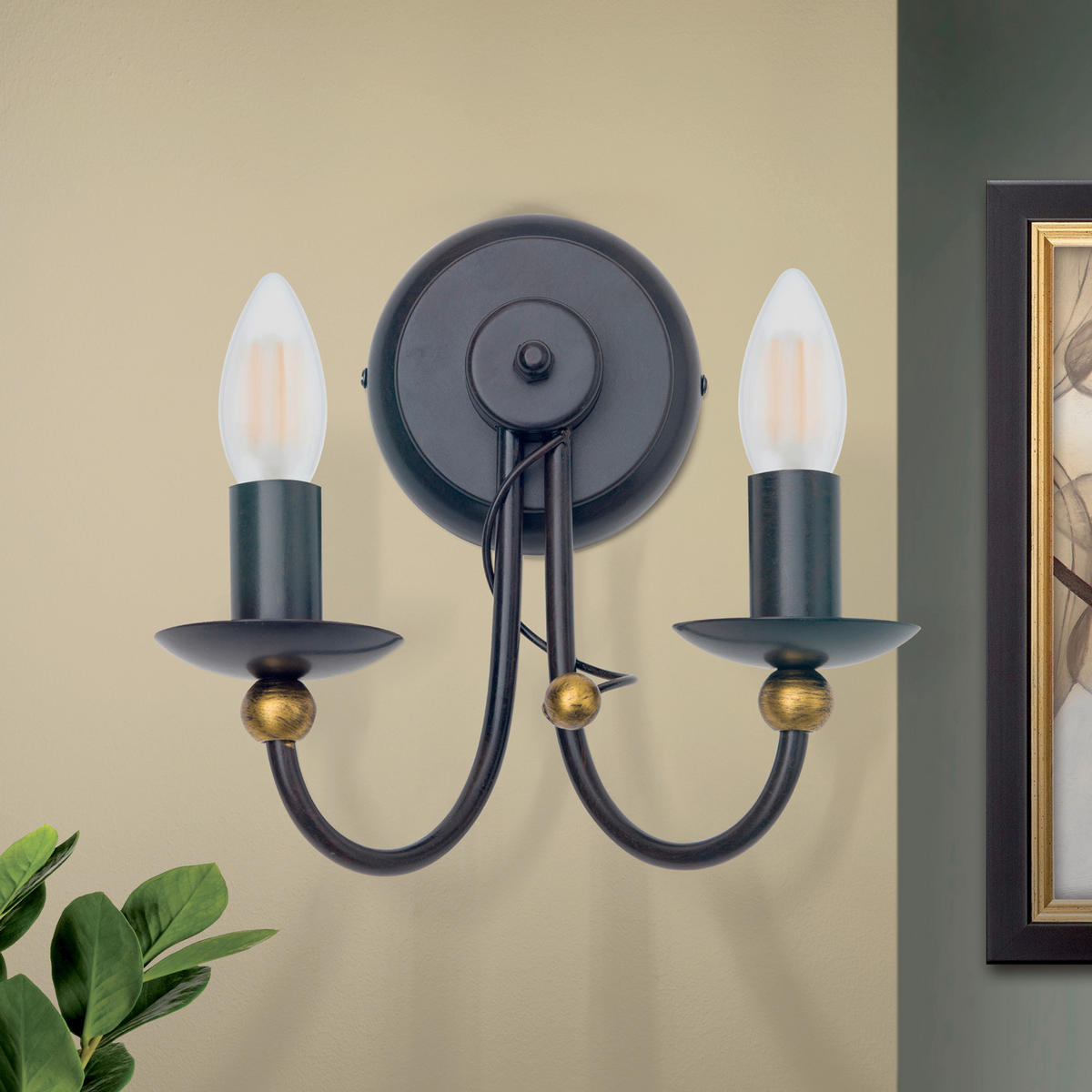 WANDLEUCHTE Alessia   - Bronzefarben, LIFESTYLE, Metall (24/24/15cm)