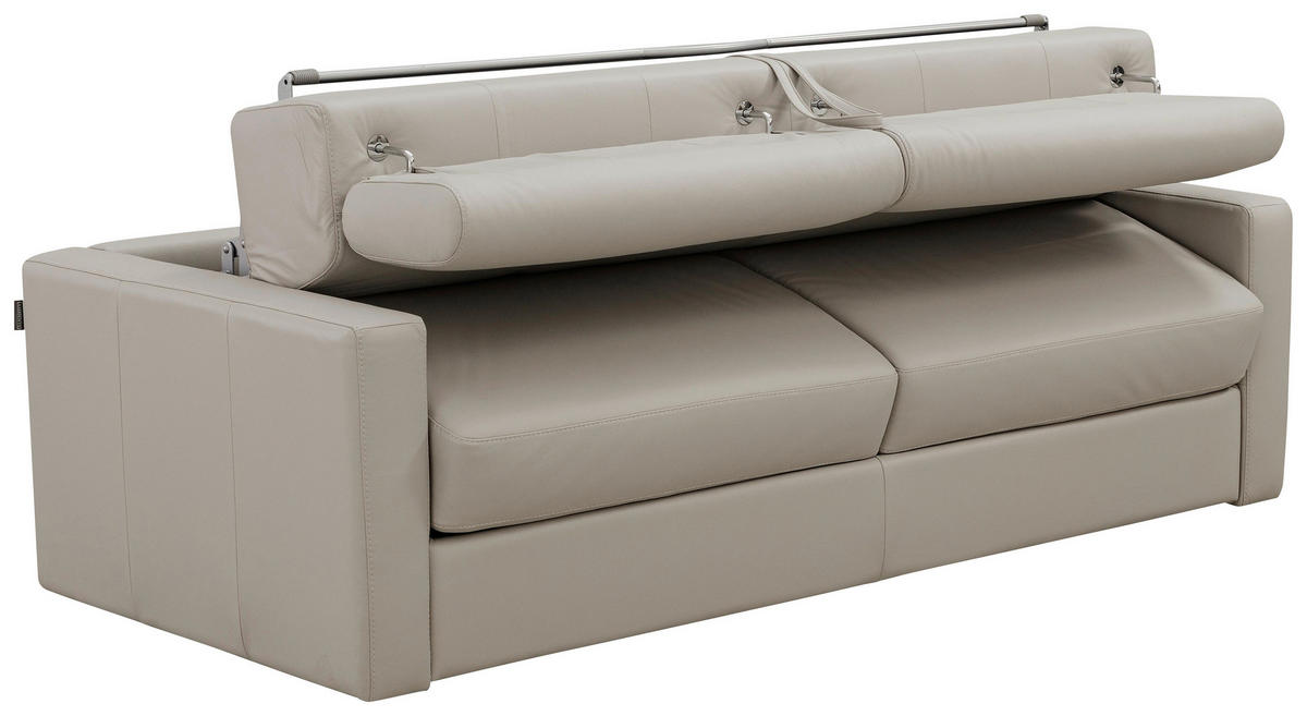 SCHLAFSOFA Creme Echtleder  - Creme/Schwarz, Design, Leder/Kunststoff (185/93/98cm) - Novel