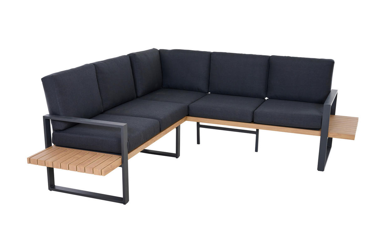 LOUNGEGARNITUR 2-teilig   73,5/78,5/155 cm Aluminium  - Anthrazit/Teakfarben, Basics, Textil/Metall (73,5/78,5/155cm) - Siena Garden