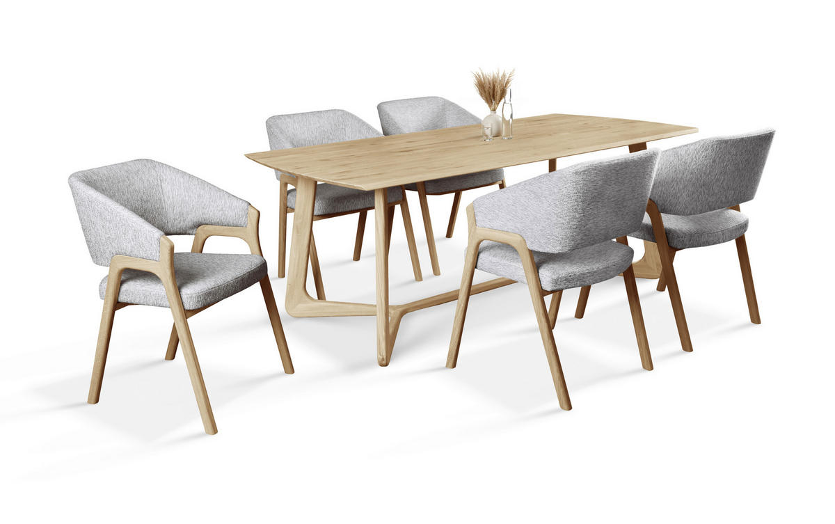 ARMLEHNSTUHL  Typenauswahl Jacquard  - Eichefarben/Grau, KONVENTIONELL, Holz/Textil (57/87/60cm) - Linea Natura