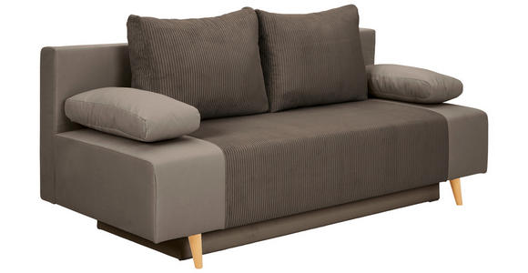 SCHLAFSOFA  in Cord, Velours Braun  - Buchefarben/Creme, KONVENTIONELL, Holz/Textil (191/92cm) - Carryhome