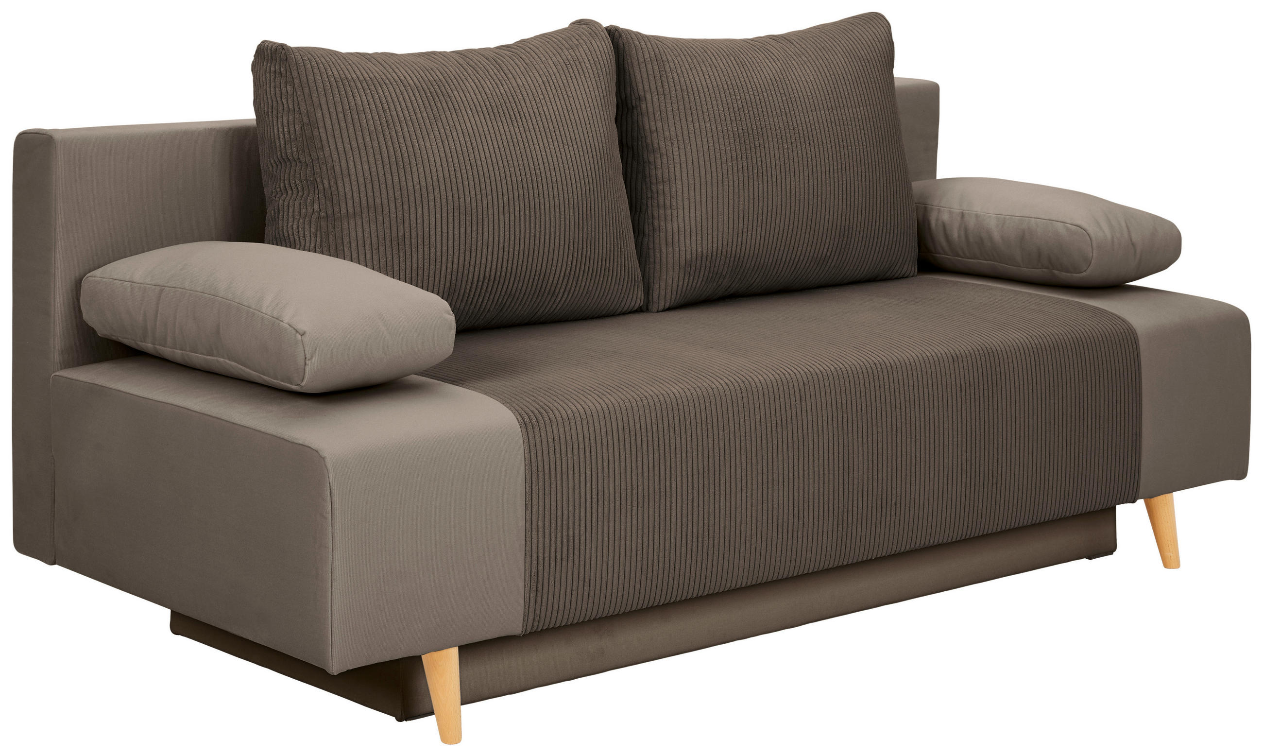 ZOFA S POSTELJNO FUNKCIJO,  rjava tekstil  - krem barve/barve bukve, Konvencionalno, tekstil/les (191/92cm) - Carryhome
